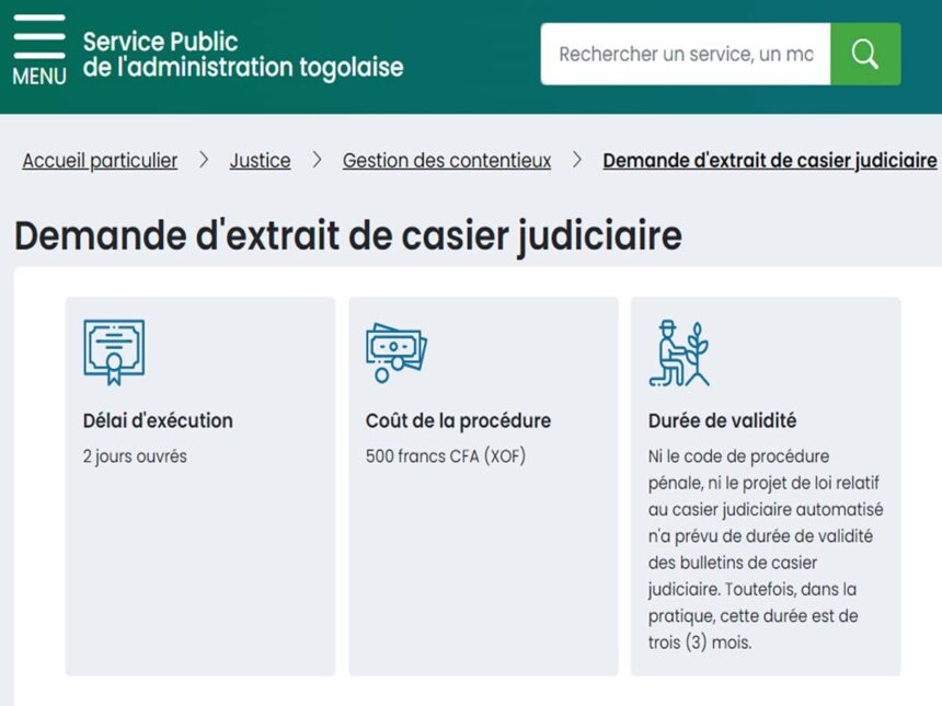 Casier judiciaire : Voici la nouvelle adresse pour les demandes - Togo ...